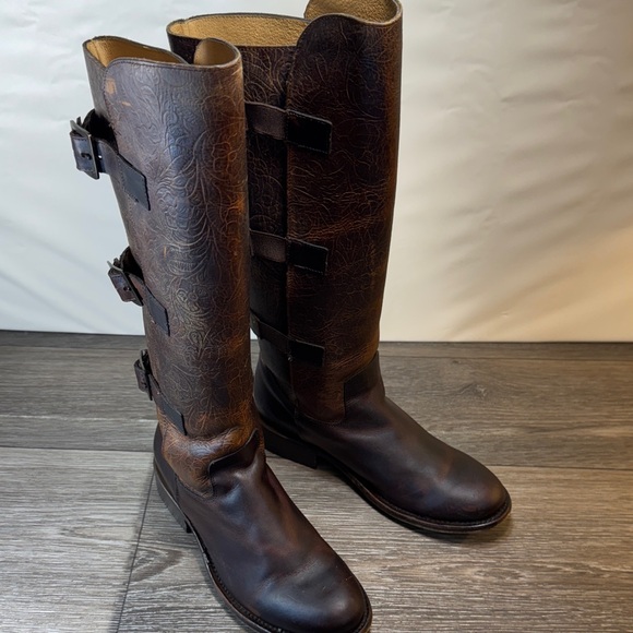 JB Dillon Brown Leather Knee-High Boots woman’s size 7.5 - Picture 4 of 15